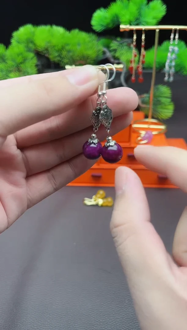 玛瑙/玉髓耳饰银S925镶嵌202