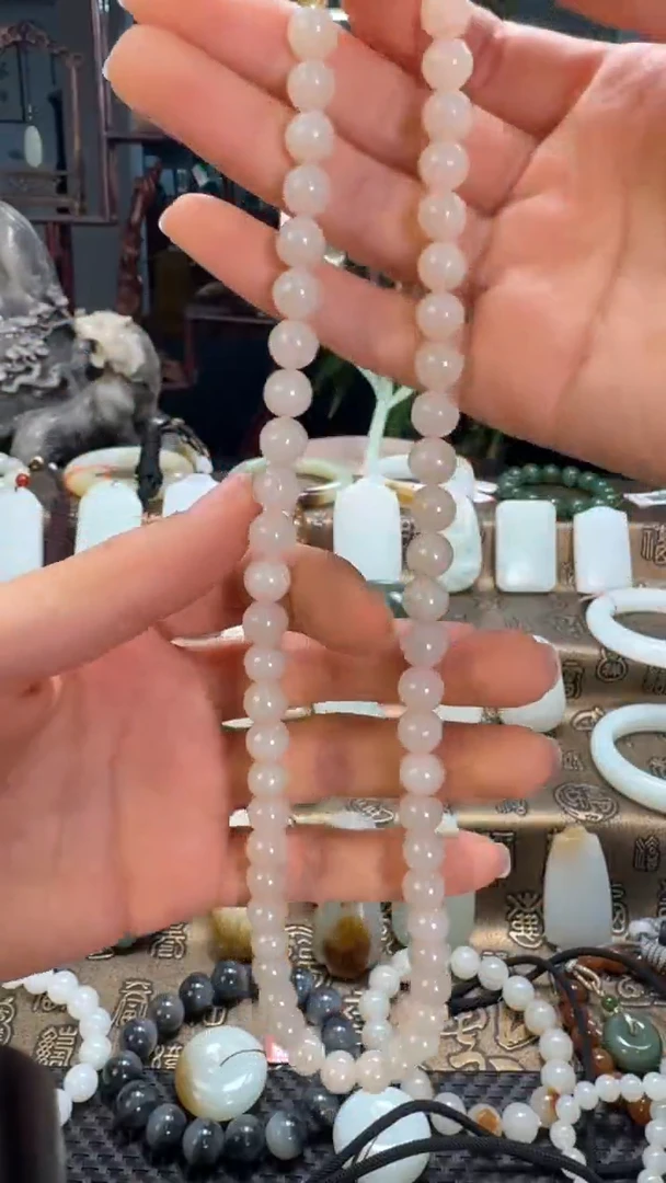 颈饰未镶嵌和田玉白玉108