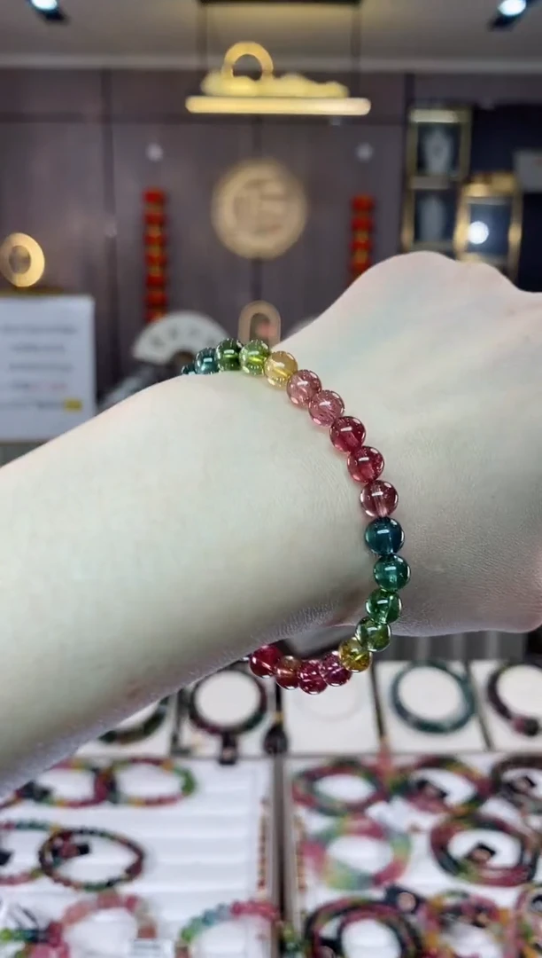 【闪购商品】碧玺收藏级单圈手串6mm+未镶嵌一物一证dan