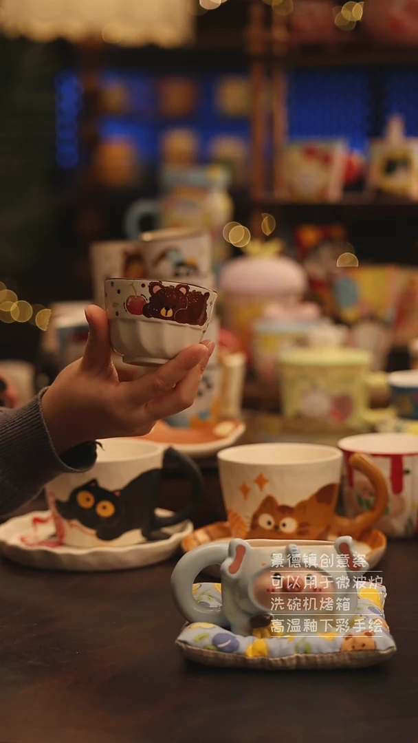 陶瓷景德镇可爱陶瓷釉下彩绘设计师款