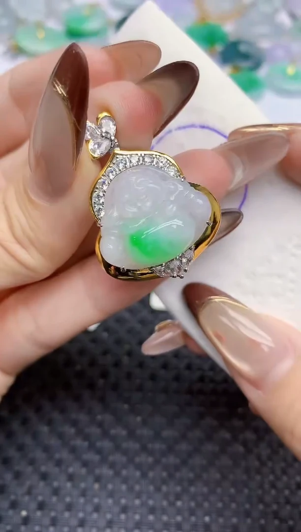 颈饰银S925镶嵌翡翠103   天然翡翠A货  百元以上9米证书费自理