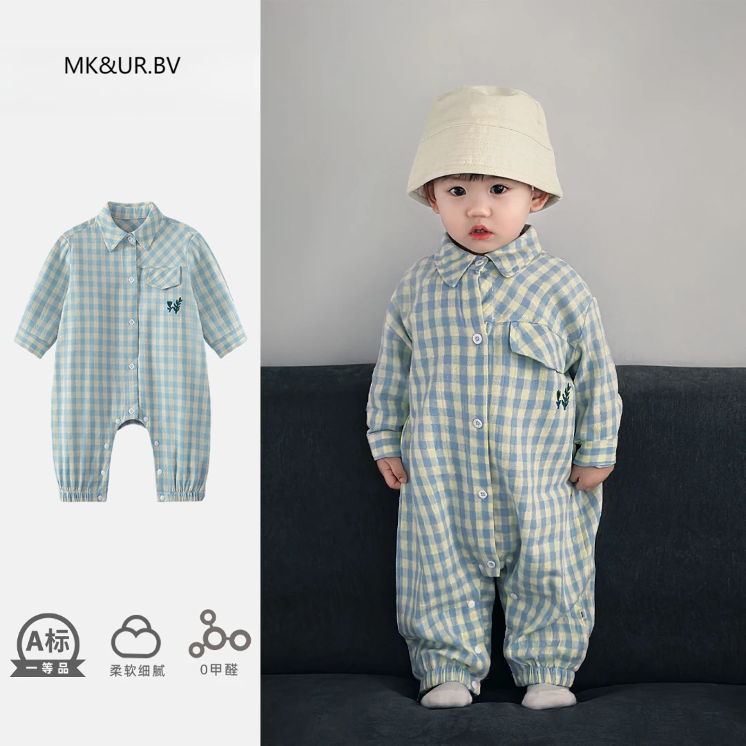 男宝宝连体衣春秋季婴儿衣服秋装洋气幼儿满月春秋款满月宝宝衣服