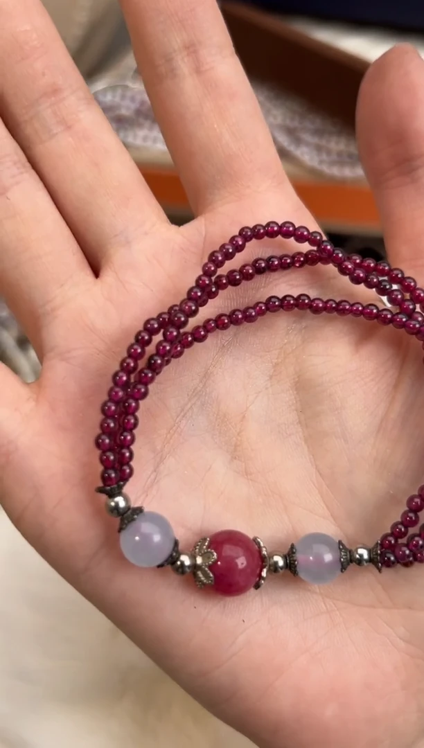 未镶嵌21石榴石多圈手链