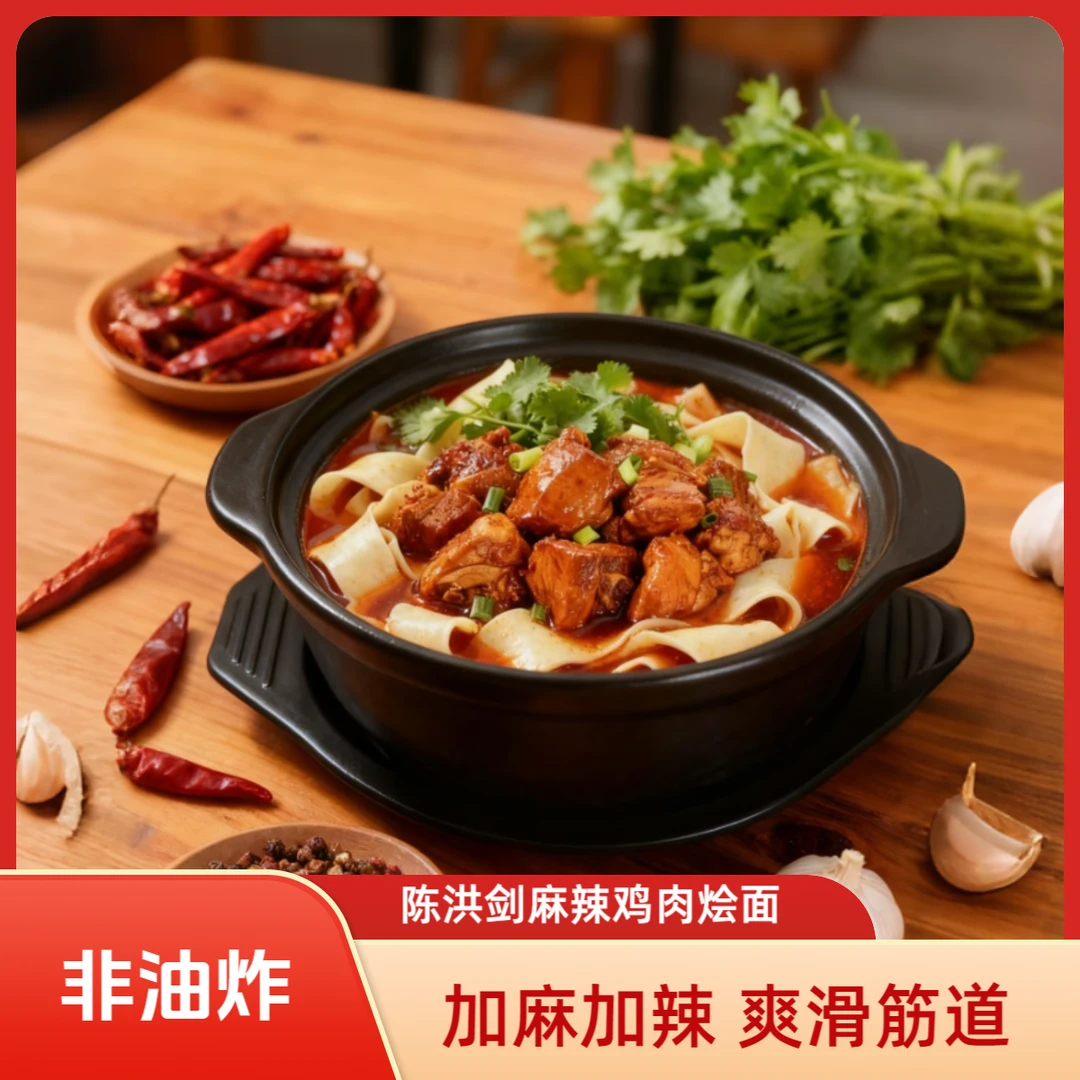 陈洪剑 加麻加辣河南鸡肉烩面懒人速食正宗手工宽面筋道汤鲜味美