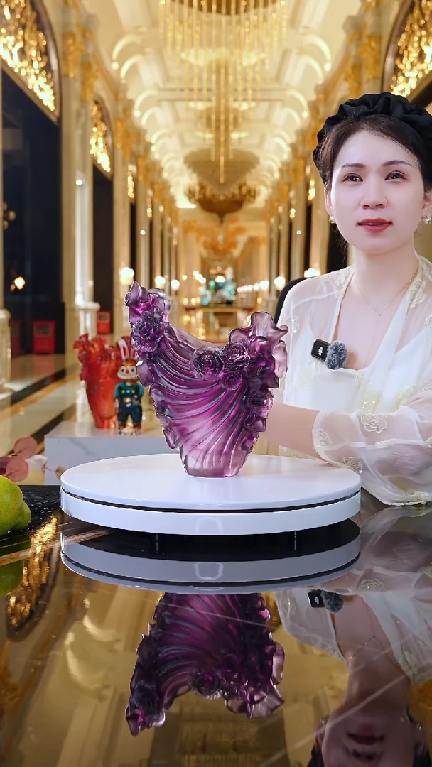 摆件皇家玫瑰琉璃花器JY0049