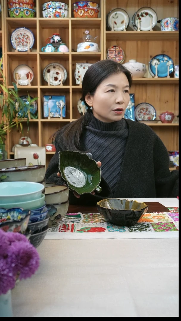 瓷片小可陶瓷高温两只小号叶子