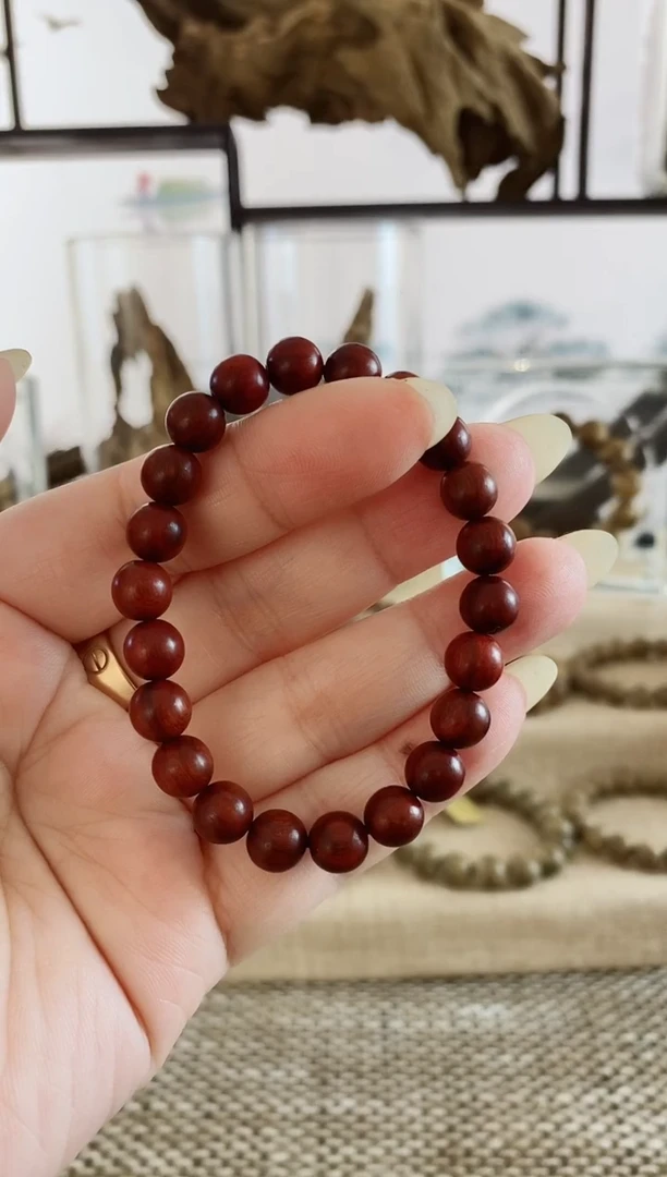 铁木豆（红檀）无事牌巴西猫眼红檀老料8MM单圈