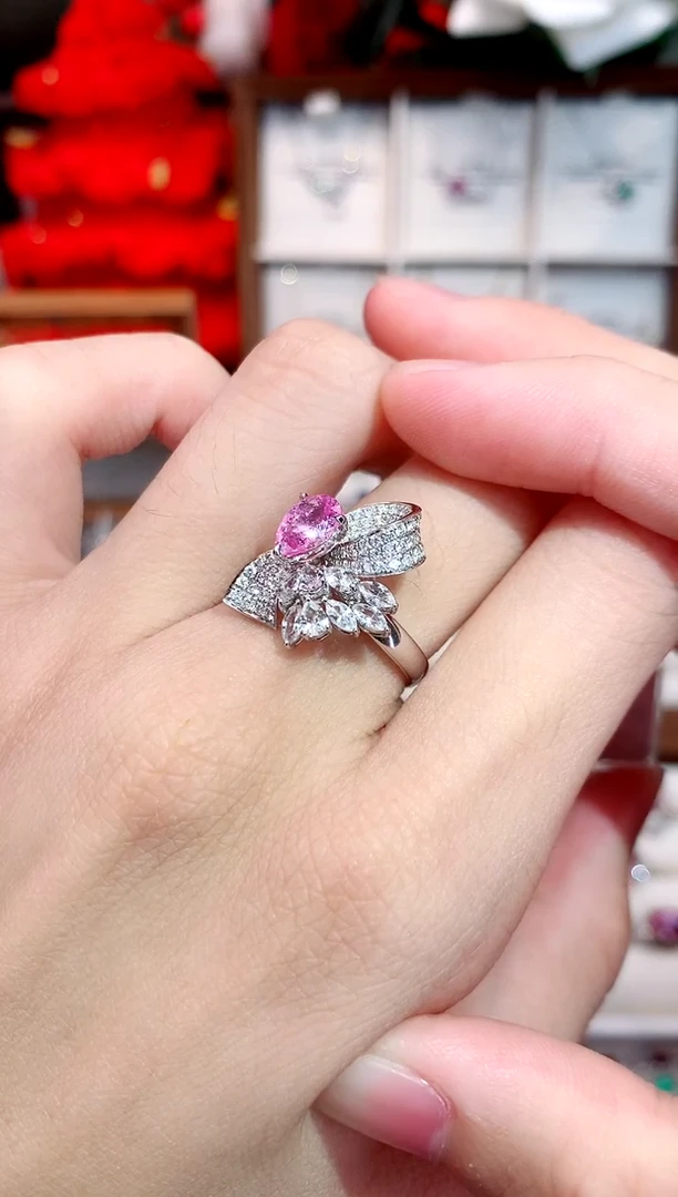 戒指彩色蓝宝石18K金镶嵌1.17ct/天然宝石/七天无理由