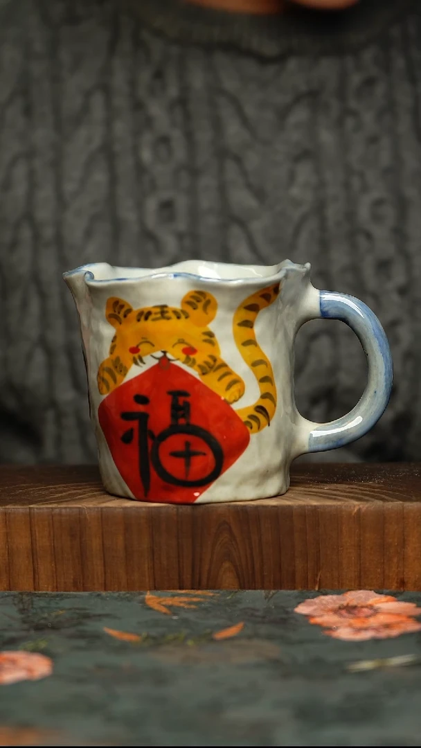 杯釉下彩手工手绘同款陶器