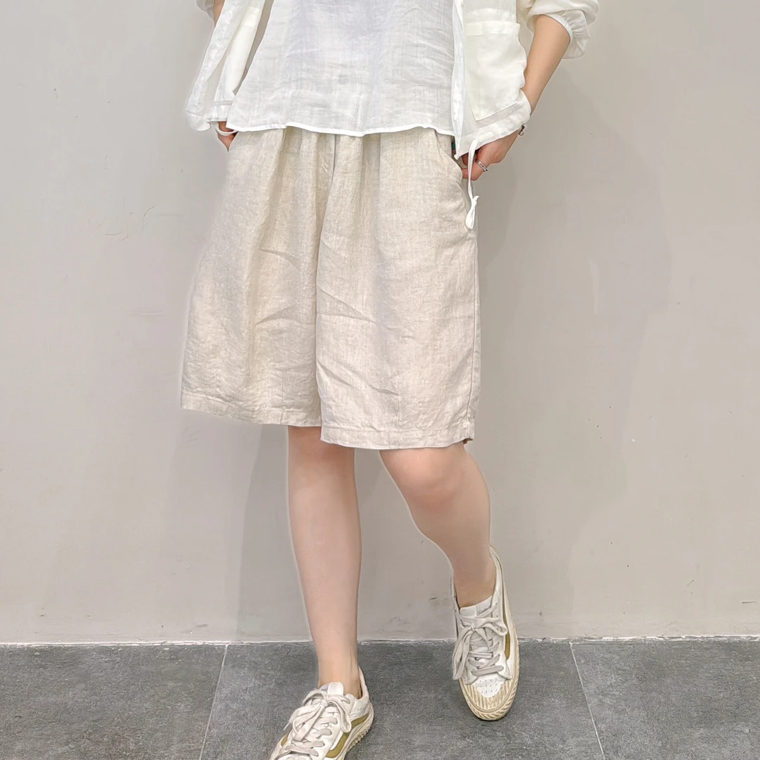喜悦出品｜蕃茄田｜韩版亚麻短裤新款廓形休闲裤