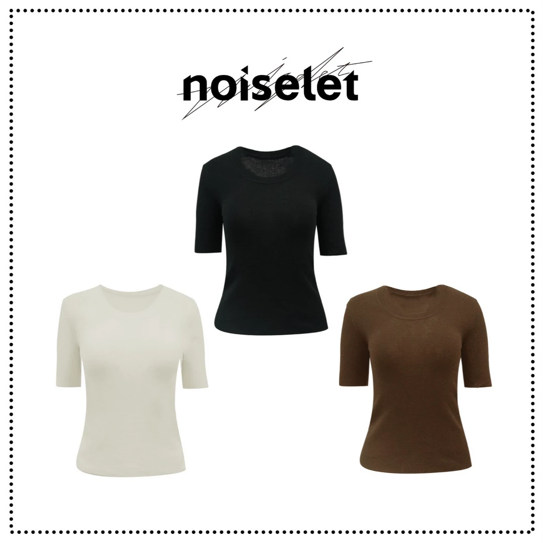 noiselet修身大U领罗纹短袖羊毛针织衫 N812