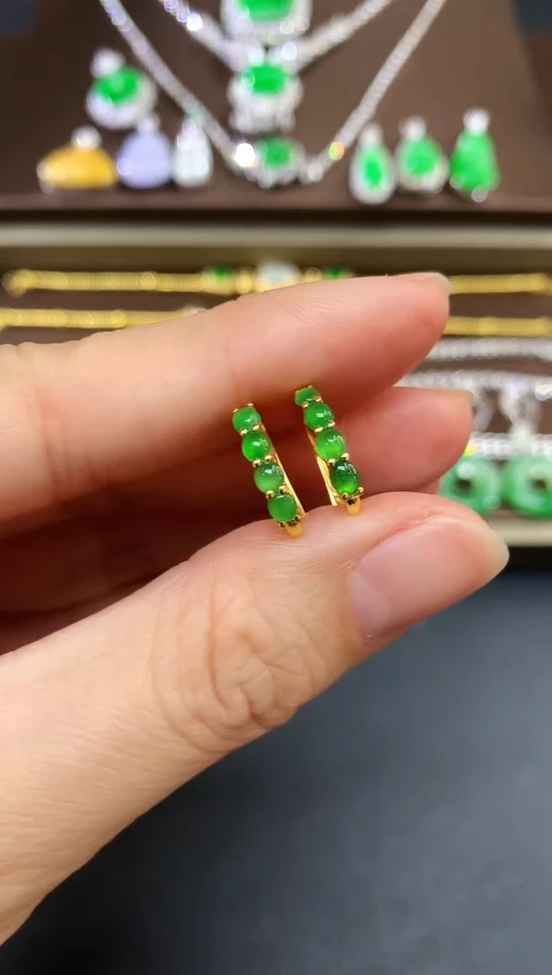 18K金镶嵌翡翠耳饰160|3980