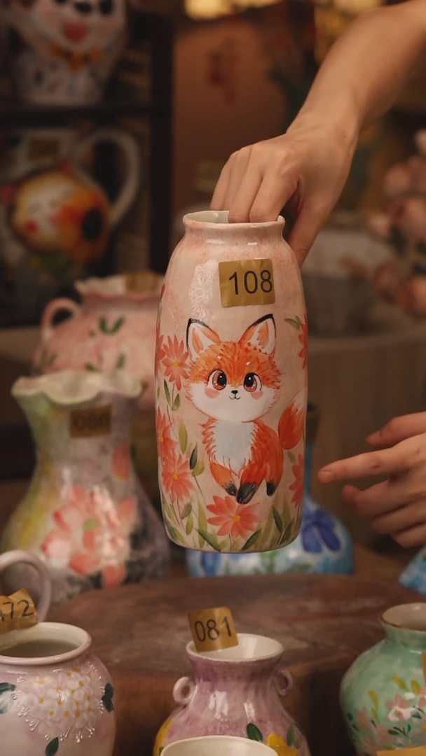 陶瓷108景德镇设计师手作花器摆件侘寂风