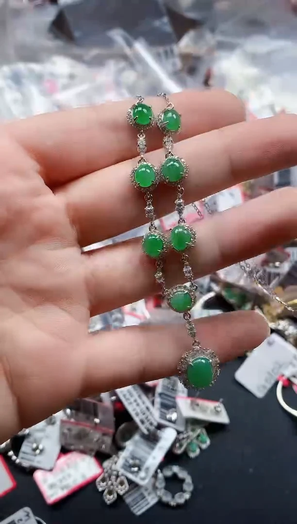 银S925镶嵌戒指翡翠天然A货缅甸翡翠