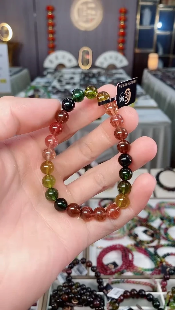 未镶嵌收藏级老矿碧玺单圈手串7mm+碧玺xion多样性发一条