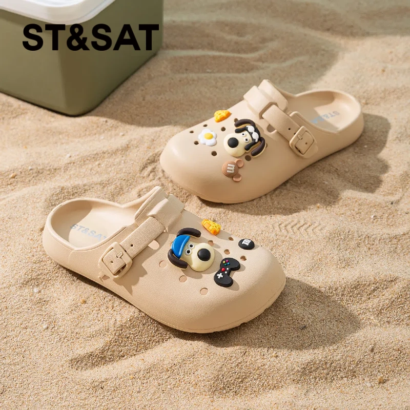 【高颜值】星期六小狗洞洞鞋女夏外穿2025新款厚底拖鞋百搭防滑凉鞋