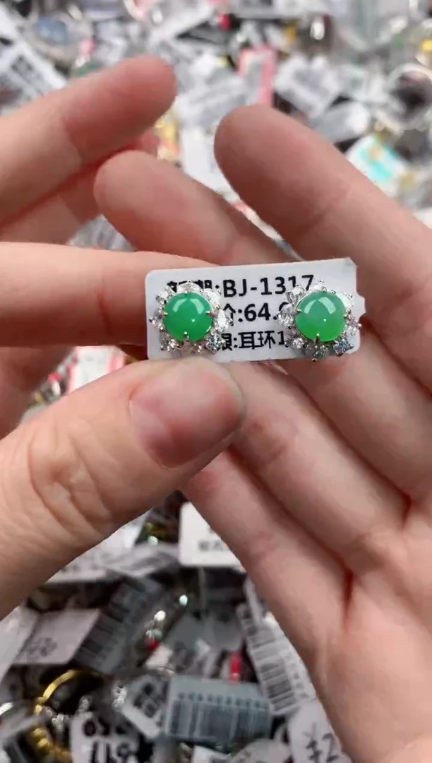 银S925镶嵌戒指翡翠1515---4