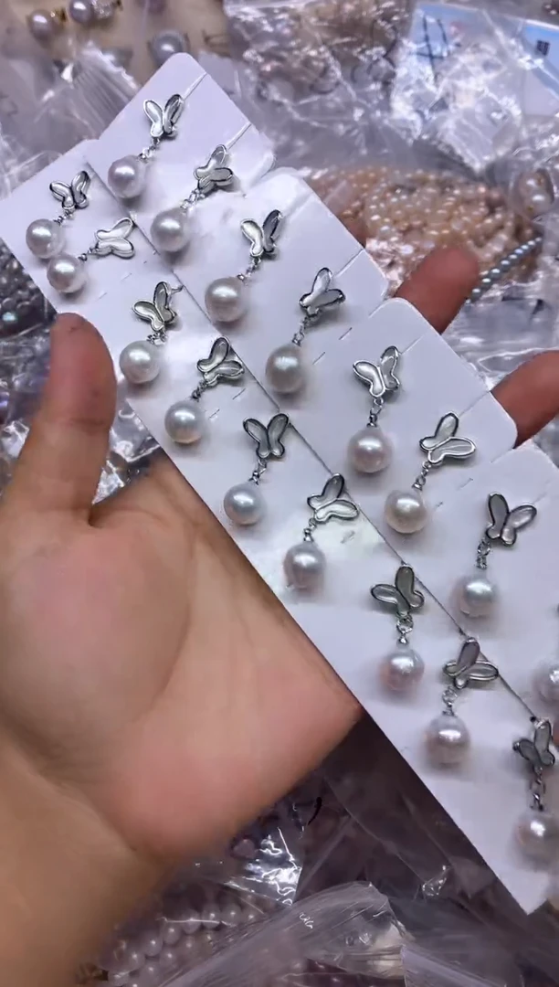 合金淡水珍珠耳饰多样性发其一，非无暇