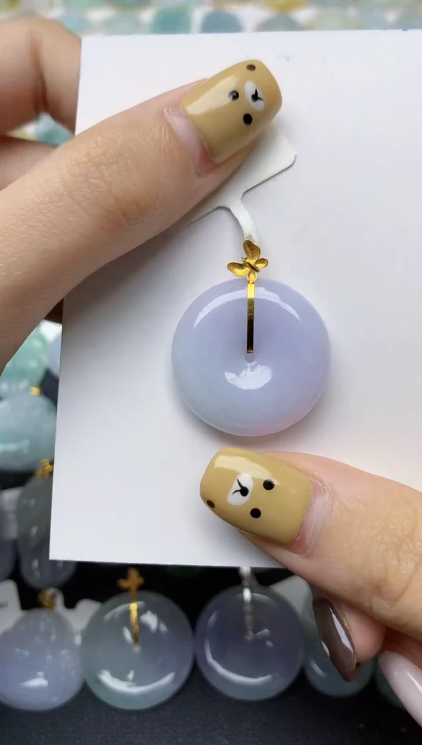 翡翠18K金镶嵌颈饰天然翡翠A货