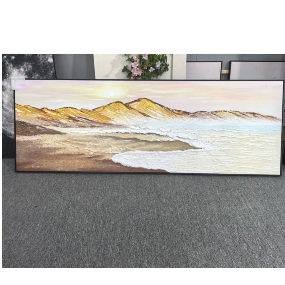 手绘油画沙发背景墙装饰画现代客厅横版挂画大幅壁画风景70200