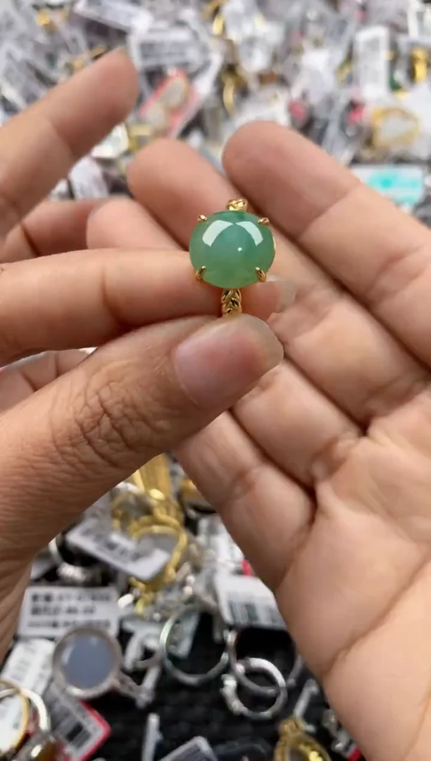 银S925镶嵌戒指翡翠141414---1