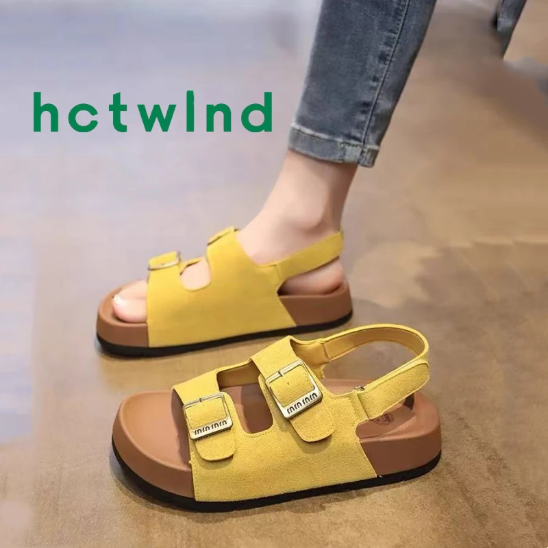 热风百搭勃肯凉鞋女夏外穿2025新款配裙子法式厚底运动沙滩罗马鞋