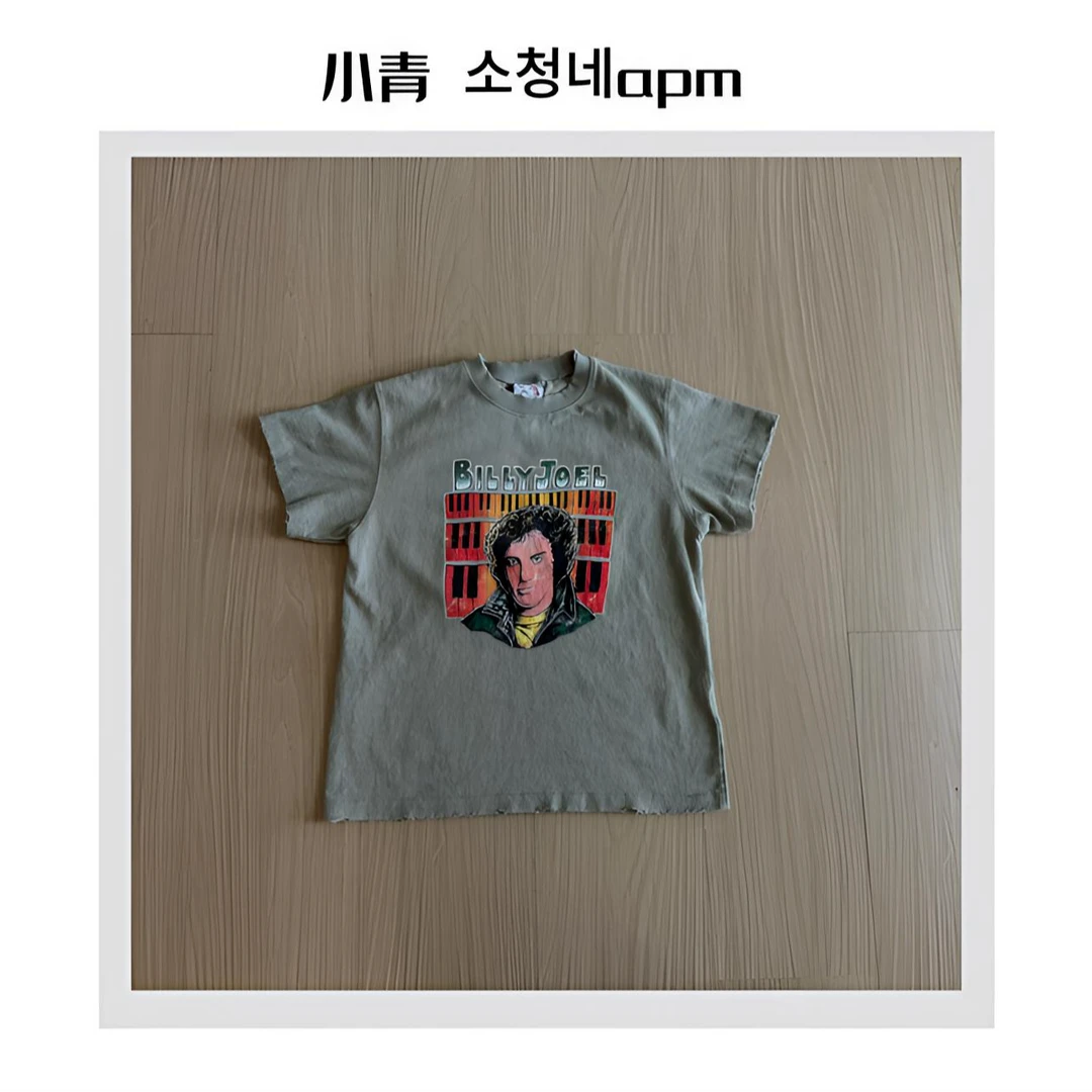 韩国东大门 公鸡/爆炸头男子字母T恤