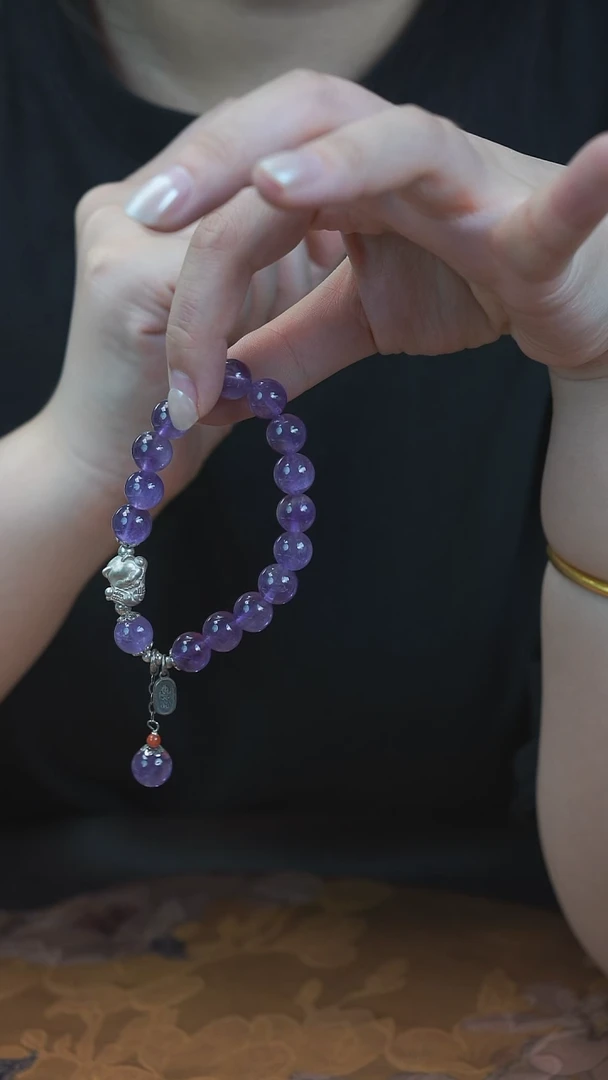 紫晶手串银S925镶嵌手串