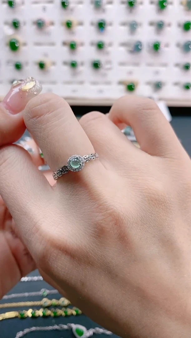 【闪购商品】翡翠戒指银S925镶嵌天然翡翠