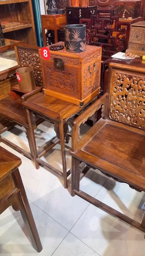 【闪购商品】木木艺黄花梨玫瑰椅三件套6800.888