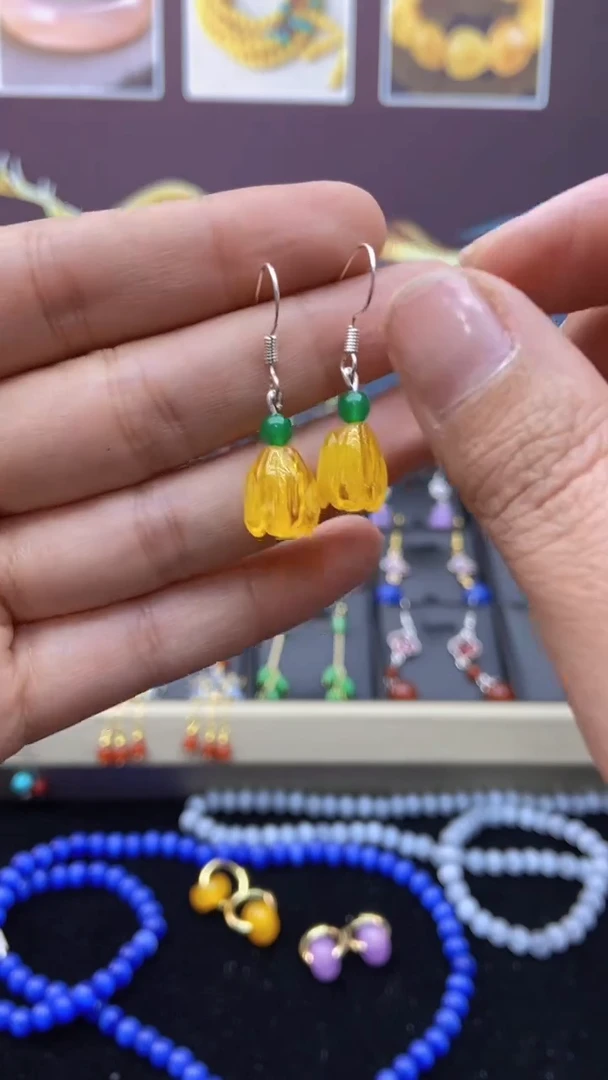 【闪购商品】玛瑙/玉髓耳钉银S925镶嵌206