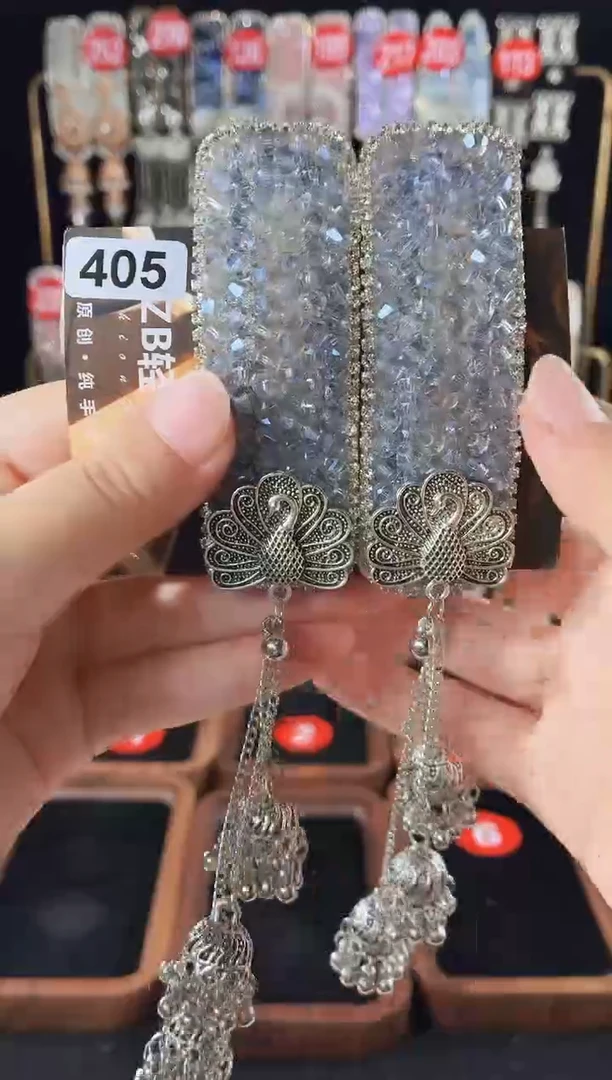 仿水晶铁合金405原创倒夹发夹一对