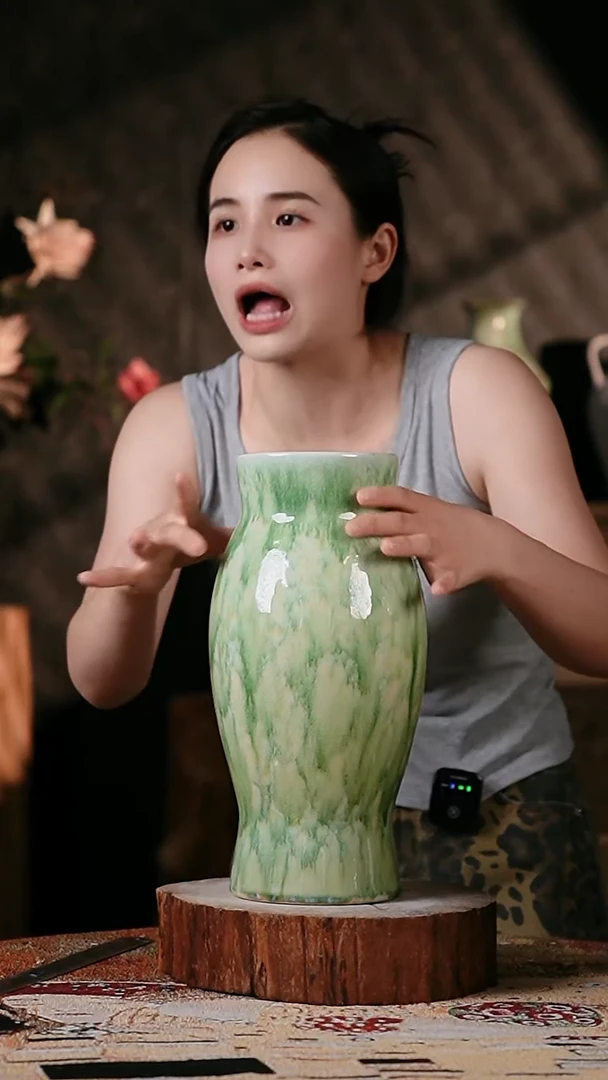 摆件景德镇高温陶瓷微瑕花器孤品（口径12高32）