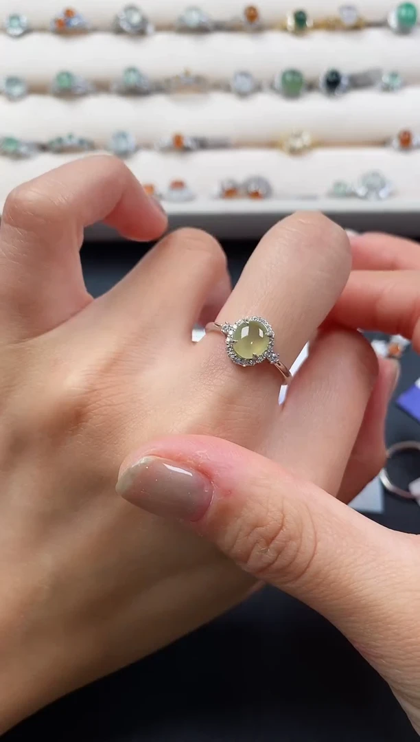 银S925镶嵌戒指翡翠555555+3