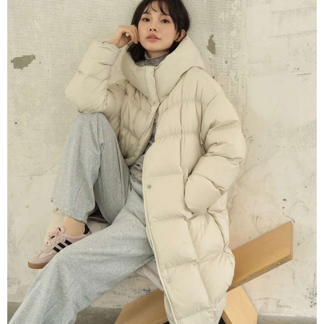 大七【新国标90绒】云朵零压泡芙软糯大被子长款羽绒服冬季宽松加厚