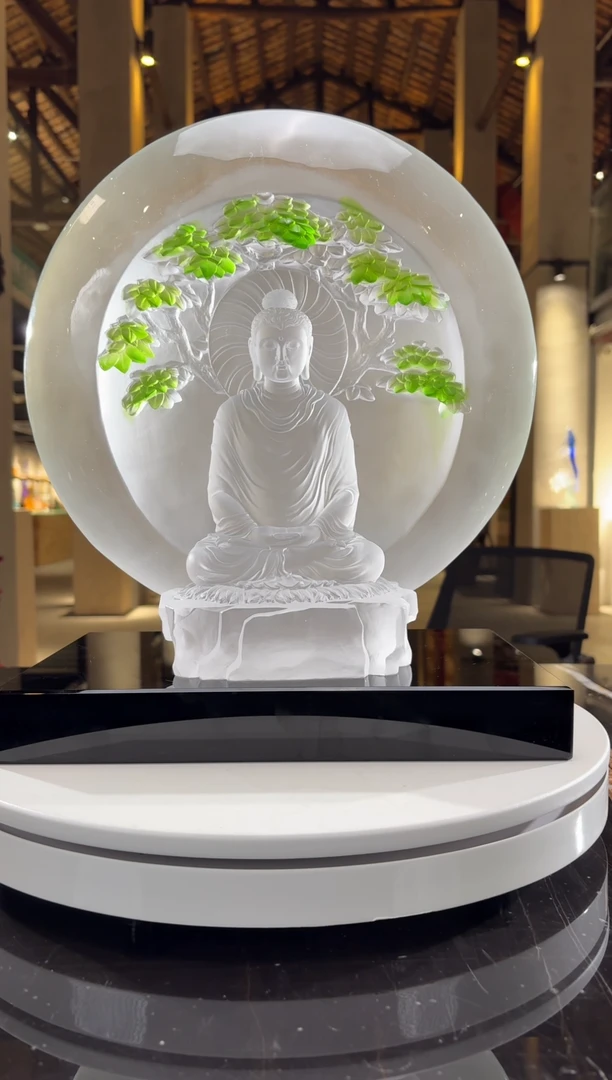 摆件菩提树下释迦牟尼像+黑色大底座