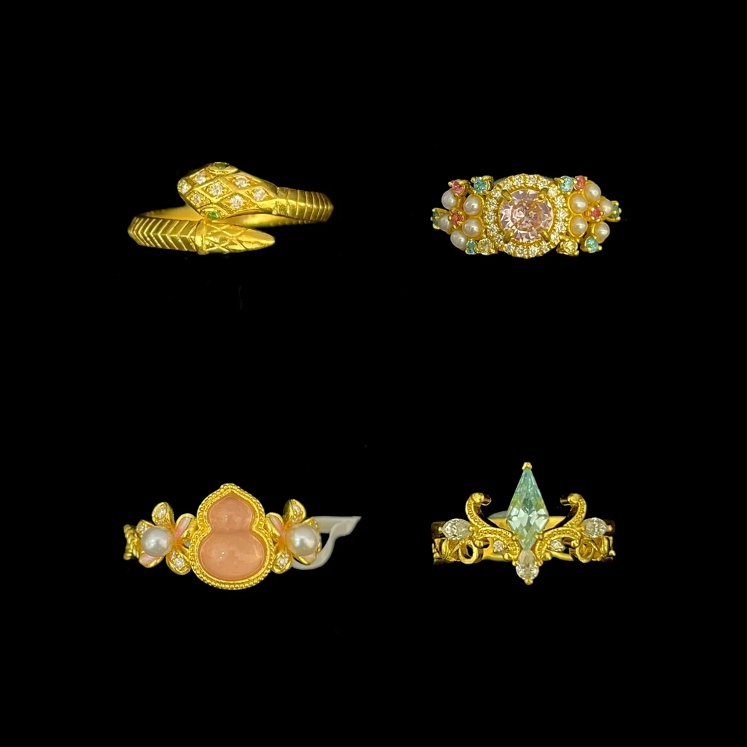 足金999精致小巧固口戒指合集