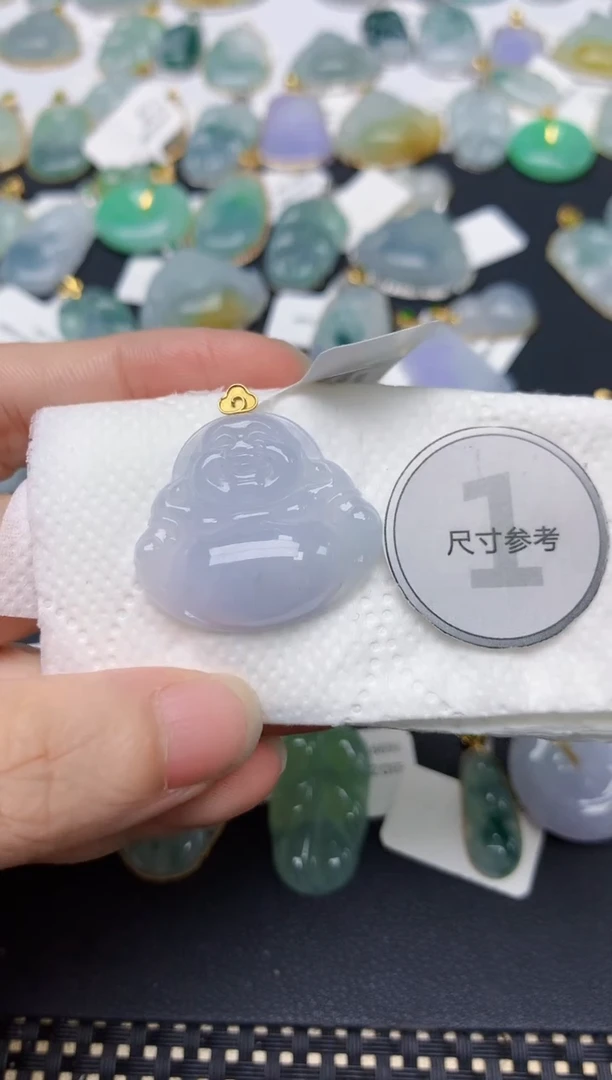 翡翠18K金镶嵌颈饰天然缅甸A货翡翠