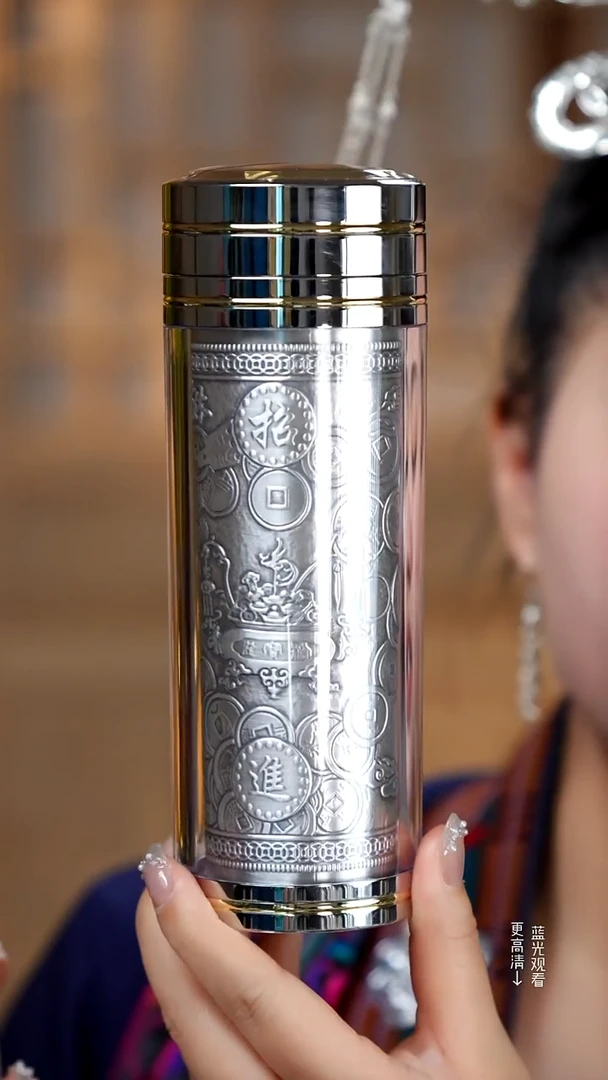 珐琅足银999貔貅银水杯