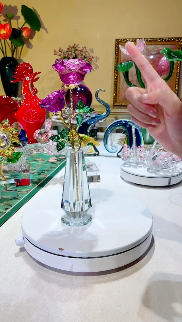 琉璃手工艺品紫色水晶玫瑰