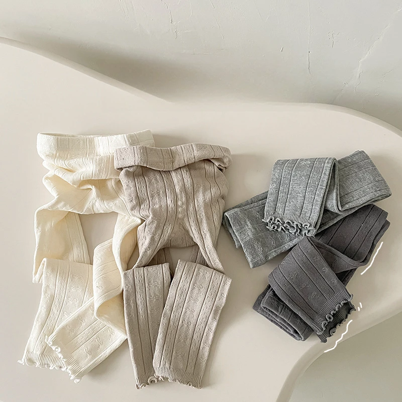 2025新款爆款宝宝九分裤小童春秋精梳棉外穿裤子莫兰迪儿童连裤袜