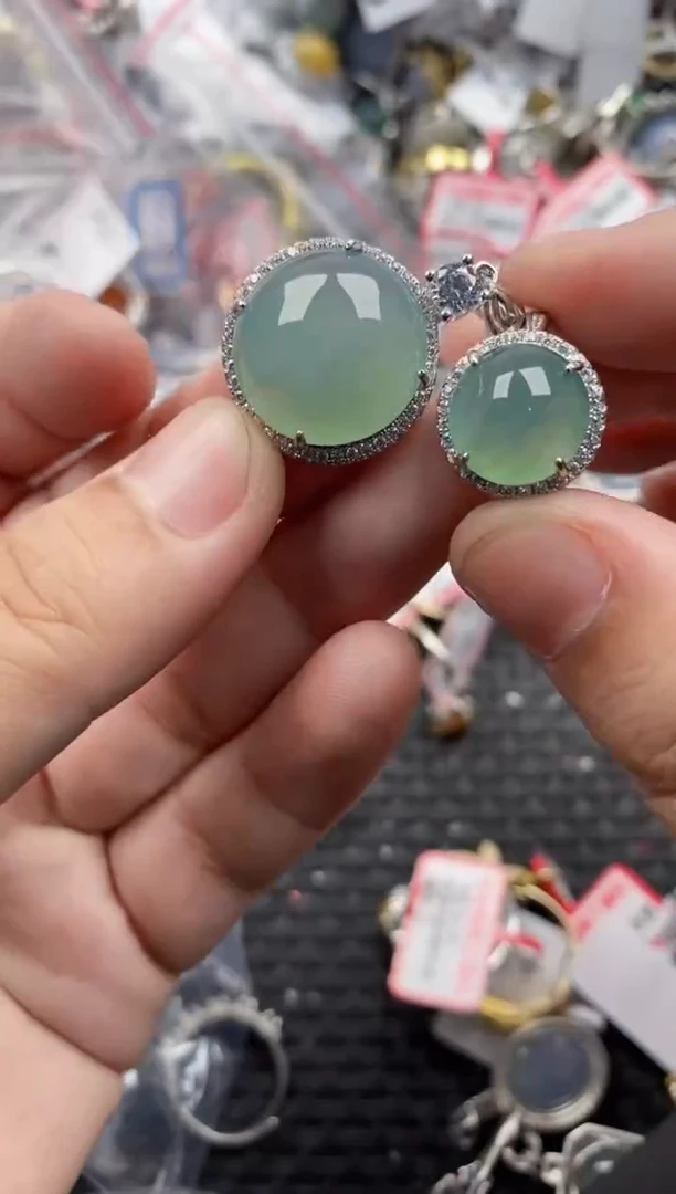 银S925镶嵌戒指翡翠333333  2