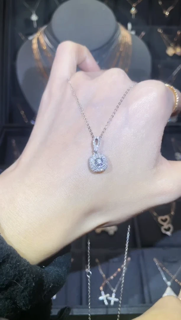 【闪购商品】钻石套链18K金镶嵌18K金白  多人 方糖