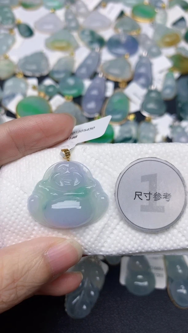 颈饰18K金镶嵌翡翠天然缅甸A货翡翠