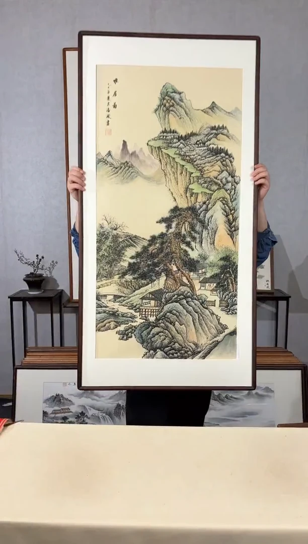 国画手绘*雅居图*62*122cm带框发货