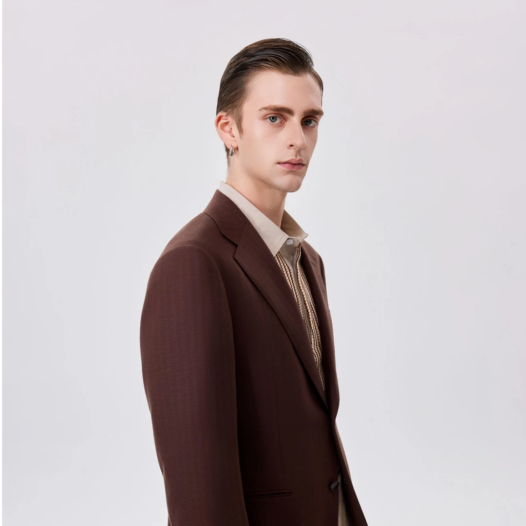 【五种颜色】路易诗兰LOUISLONG秋季半麻衬休闲西服老钱风男士