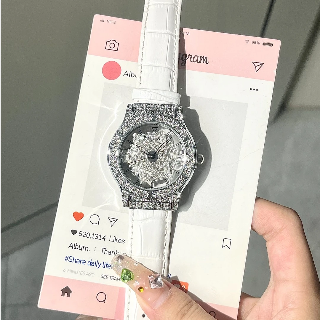 【六芒星手表】女款满天星轻奢腕表小众镶钻时尚女士旋转女表送女友
