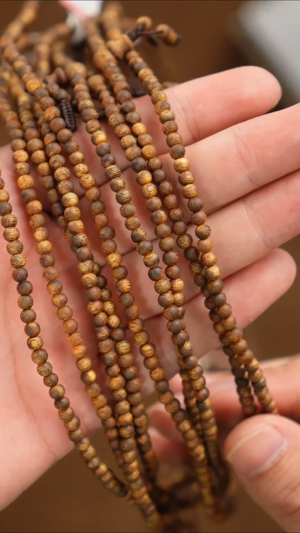 沉香沉香碎屑0.4cm圆珠*178粒 多圈 奇楠乌身圆叶料-多样发一