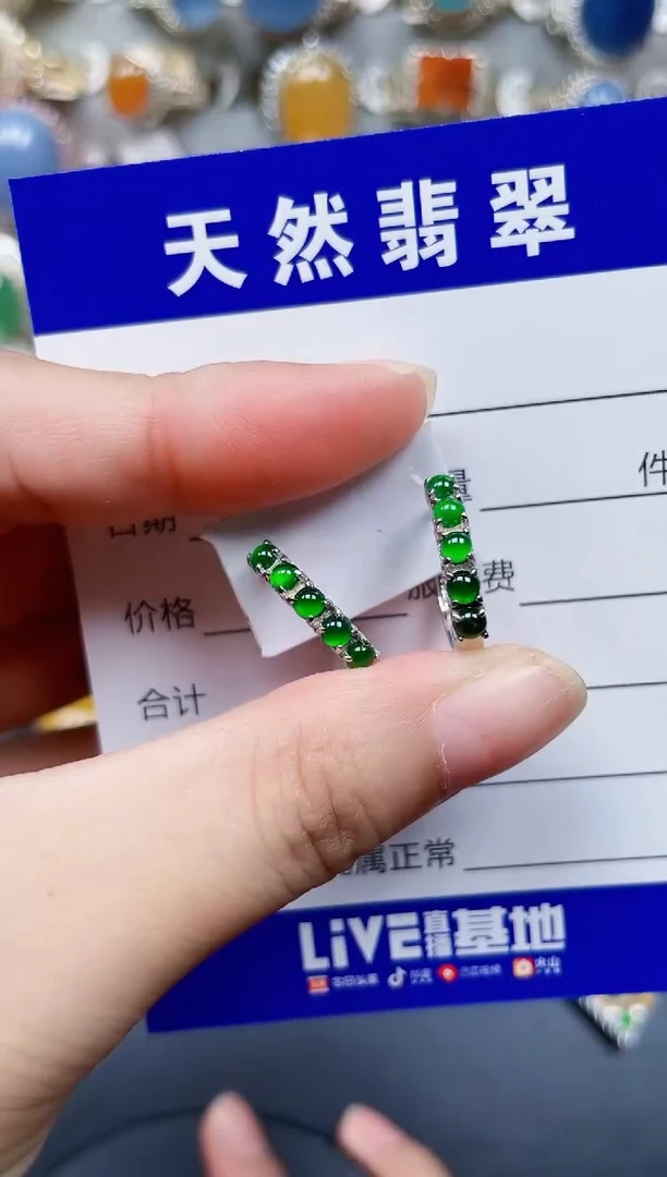 银S925镶嵌翡翠耳饰172