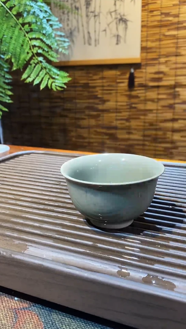 山隐青瓷龙窑柴烧粉青窑变压手杯50cc